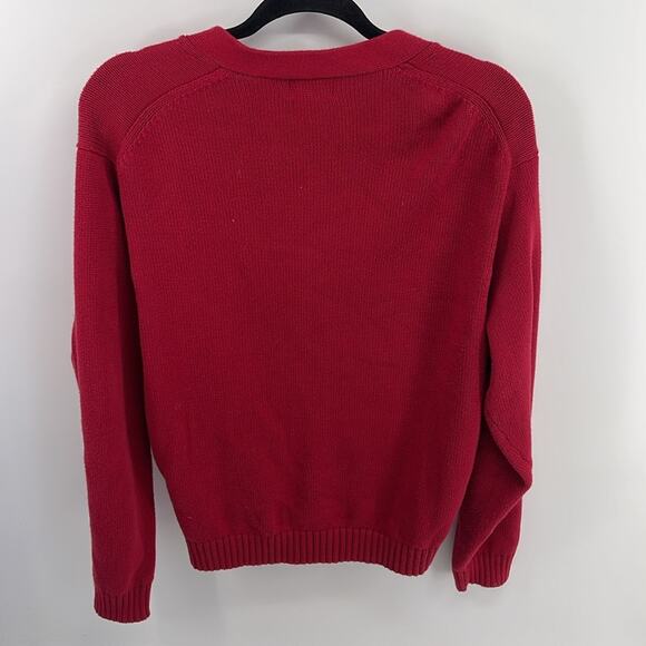 Vintage L. L. Bean 100% cotton V-neck heavy knit button up cardigan sweater sz M - Picture 7 of 7